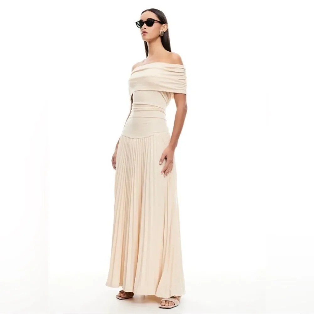 Field of Dreams Lioness Cream Off-Shoulder Maxi Dress